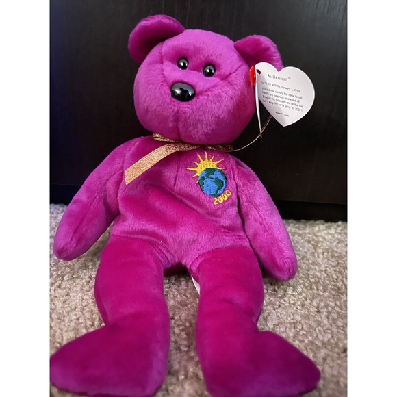 Purple Beanie Millennium Ty Beanie Baby EXTREMELY RARE Errors TY